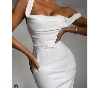 NWT House of CB Micaela Ivory White Draped Corset Midi Dress size Medium
